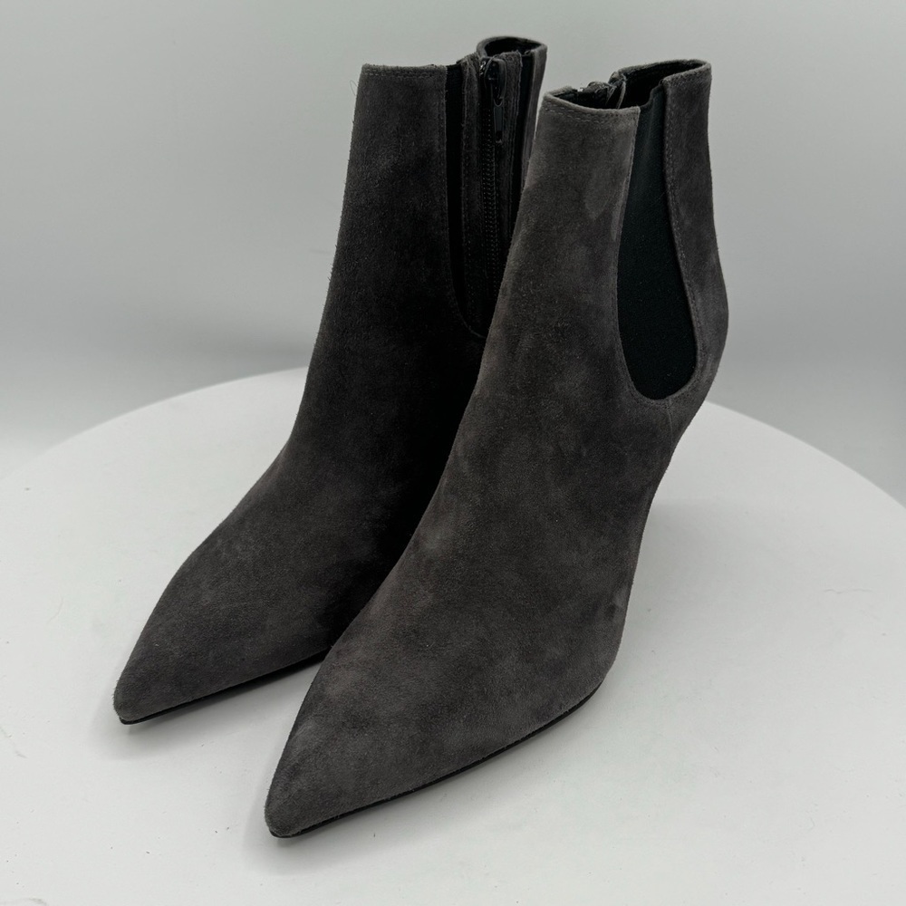 Jeffrey Campbell Dark Gray Suede Pointed Toe Ankle Booties